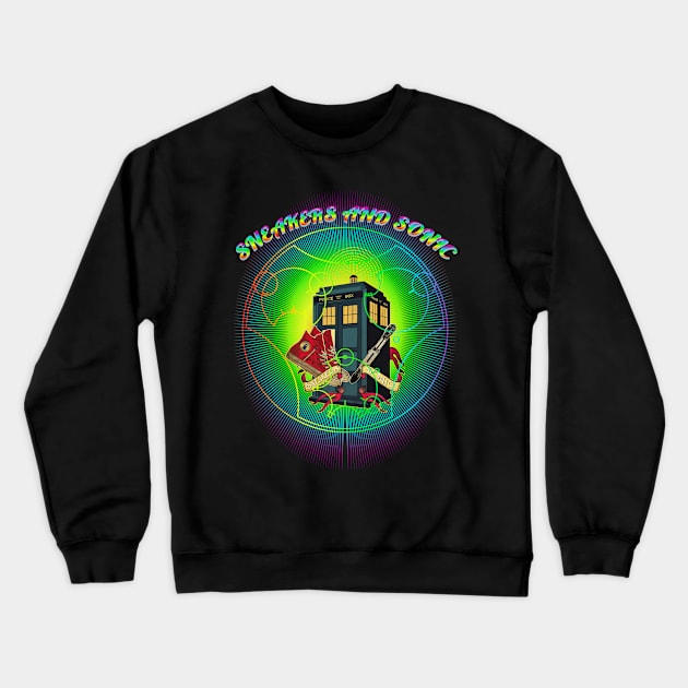 SNEAKERS AND SONIC Crewneck Sweatshirt by KARMADESIGNER T-SHIRT SHOP